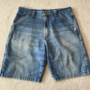 Vintage Wrangler Shorts Men’s W32 High Waist Wide Leg Denim Carpenter Skater